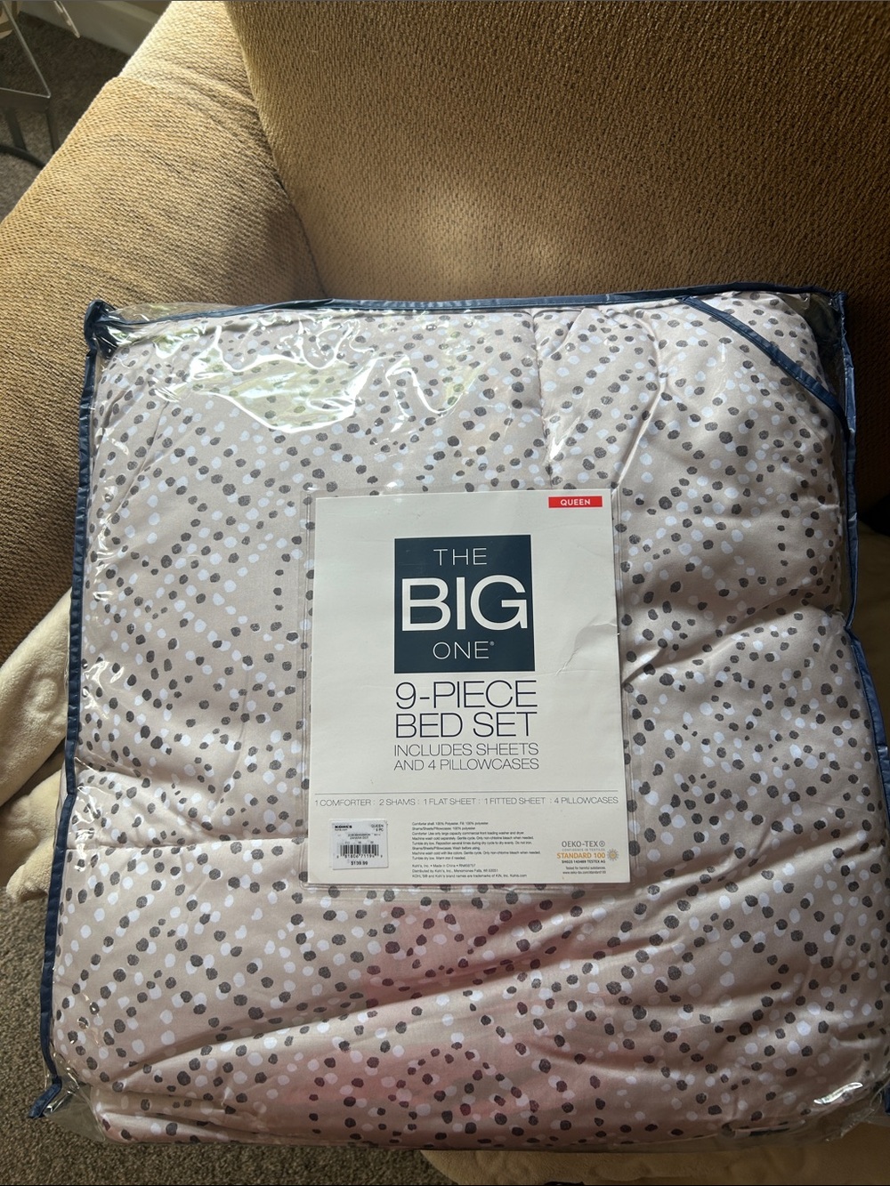 Queen The Big One Polka Dot 9-Piece Comforter Set - Gray on Cream